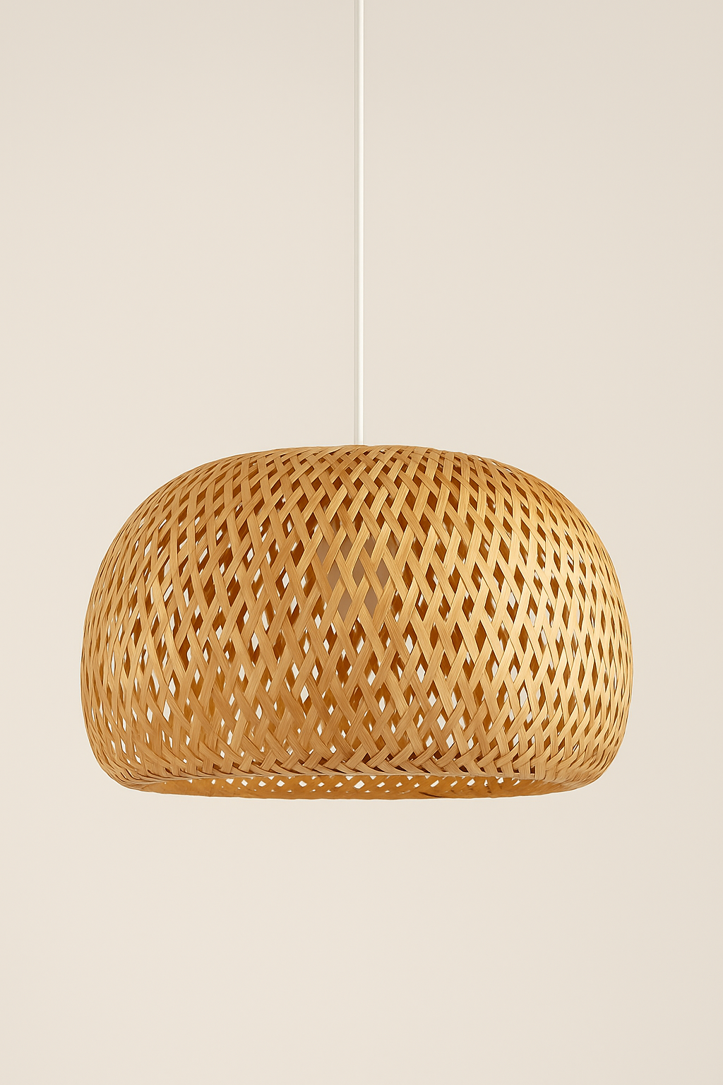 Lampskärm till taklampa i flätad bambustil - stilren och naturinspirerad design